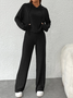 Casual Hooded Plain Loose Two-Piece Set