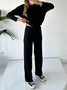 Crew Neck Plain Loose Casual Two-Piece Set