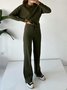 Crew Neck Plain Loose Casual Two-Piece Set