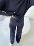 Crew Neck Plain Loose Casual Two-Piece Set