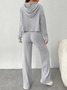 Casual Hooded Plain Loose Two-Piece Set