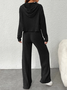 Casual Hooded Plain Loose Two-Piece Set