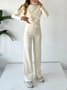 Crew Neck Plain Loose Casual Two-Piece Set