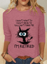 Women's Long Sleeve Blouse Spring/Fall Cat Crew Neck Daily Going Out Casual Top