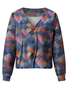 Color Block V Neck Buttoned Casual Cardigan