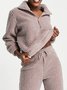 Plain Hooded Casual Loose Two-Piece Set