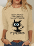 Women's Long Sleeve Blouse Spring/Fall Cat Crew Neck Daily Going Out Casual Top