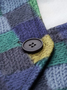 Color Block V Neck Buttoned Casual Cardigan