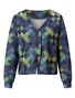 Color Block V Neck Buttoned Casual Cardigan