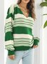 Striped Casual V Neck Sweater
