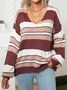 Striped Casual V Neck Sweater
