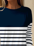Striped Crew Neck Casual Loose T-Shirt