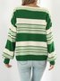 Striped Casual V Neck Sweater