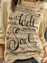 Casual Crew Neck Music T-Shirt