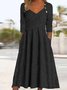 Plain Casual Buckle Sweetheart Neckline Dress