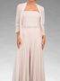 Plain Strapless Chiffon Elegant Two-Piece Set