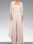 Plain Strapless Chiffon Elegant Two-Piece Set
