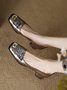 Fashion Metallic Square Toe Block Heel Shallow Shoes