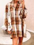 Plaid Shirt Collar Dress With No
