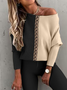 Casual Color Block Knitted Loose Two-Piece Set