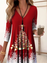 Loose Casual Christmas Tree V Neck Dress