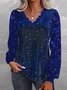 Christmas Casual Split Joint Loose Shirt