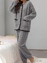 Plain Casual Fluff/Granular Fleece Fabric Two-Piece Set