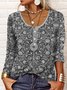 Ethnic Casual Crew Neck Knitted Blouse