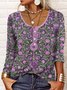 Ethnic Casual Crew Neck Knitted Shirt