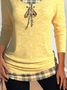 Regular Fit Casual Crew Neck Plaid Shirt