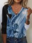 Casual Loose Floral V Neck T-Shirt