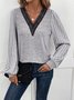 Lace Casual V Neck Loose Blouse