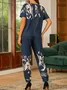Women's Jersey Floral Pattern Daily Going Out Two Piece Set Short Sleeve Casual Summer Top With Pants Matching Set