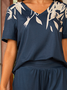 Women's Jersey Floral Pattern Daily Going Out Two Piece Set Short Sleeve Casual Summer Top With Pants Matching Set