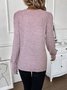 Crew Neck Loose Plain Casual Lantern Sleeve Blouse