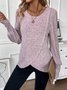 Crew Neck Loose Plain Casual Lantern Sleeve Blouse