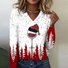 Women's Long Sleeve Tee T-shirt Spring/Fall Christmas Asymmetric Jersey Holiday Going Out Casual Top