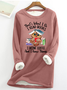 Women's Owl Coffe Book Funny Crew Neck Text Letters Simple Loose Fleece Sweatshirt