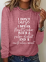 Women Text Letters Long Sleeve Blouse Spring/Fall Crew Neck Daily Casual Top