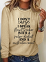 Women Text Letters Long Sleeve Blouse Spring/Fall Crew Neck Daily Casual Top