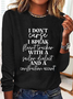 Women Text Letters Long Sleeve Blouse Spring/Fall Crew Neck Daily Casual Top