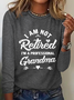 Women's Long Sleeve Blouse Spring/Fall Text Letters Cotton-Blend Crew Neck Daily Going Out Casual Top