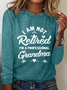 Women's Long Sleeve Blouse Spring/Fall Text Letters Cotton-Blend Crew Neck Daily Going Out Casual Top