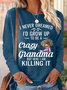 Women's Text Letters Long Sleeve Blouse_ Spring/Fall Crew Neck Daily Casual Top