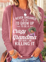 Women's Text Letters Long Sleeve Blouse_ Spring/Fall Crew Neck Daily Casual Top