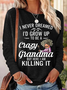 Women's Text Letters Long Sleeve Blouse_ Spring/Fall Crew Neck Daily Casual Top