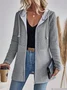 Plain Pocket Stitching Casual Loose Womens' Drawstring Hooded Jacket