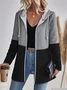 Plain Pocket Stitching Casual Loose Womens' Drawstring Hooded Jacket