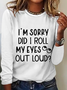 Women's Long Sleeve Blouse Spring/Fall Text Letters Cotton-Blend Crew Neck Daily Going Out Casual Top