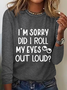 Women's Long Sleeve Blouse Spring/Fall Text Letters Cotton-Blend Crew Neck Daily Going Out Casual Top